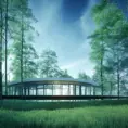 Beautiful futuristic architectural glass house in the forest on a large lake, 8k, Award-Winning, Highly Detailed, Beautiful, Epic, Octane Render, Unreal Engine, Radiant, Volumetric Lighting by Tokujin Yoshioka
