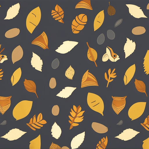leaves and acorns and fox pattern flat art, Artstation