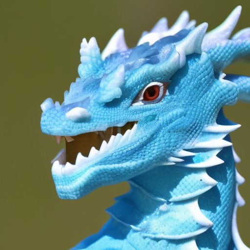 Portrait of a china blue ice dragon, Sharp Focus
