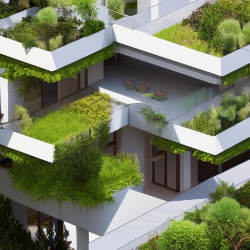 Surreal modern house, lots of greenery and flowers, plant walls, 8k