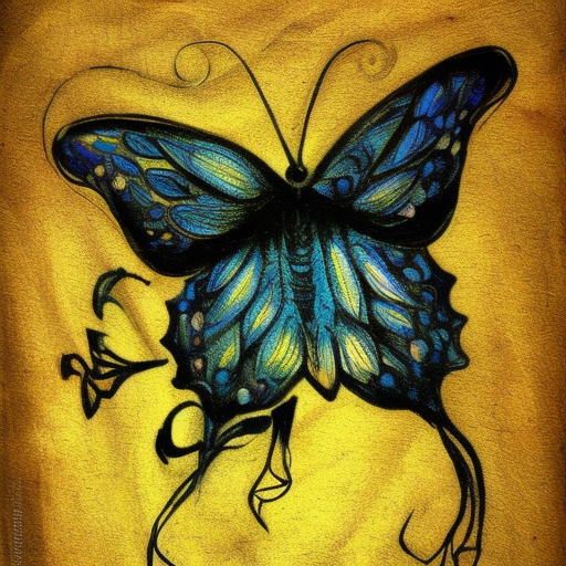 butterfly, Ink Art, Fantasy, Dark by Vincent van Gogh