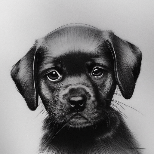 puppy, Ink Art, Fantasy, Dark by Stanley Artgerm Lau