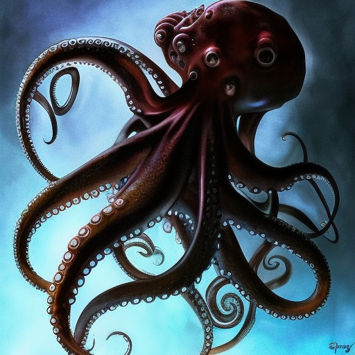 Octopus, Ink Art, Fantasy, Dark by Stanley Artgerm Lau