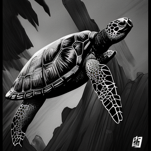 Turtle, Ink Art, Fantasy, Dark by Stanley Artgerm Lau