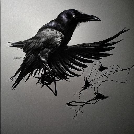 Raven, Centered, Ink Art, Fantasy, Dark by Stanley Artgerm Lau
