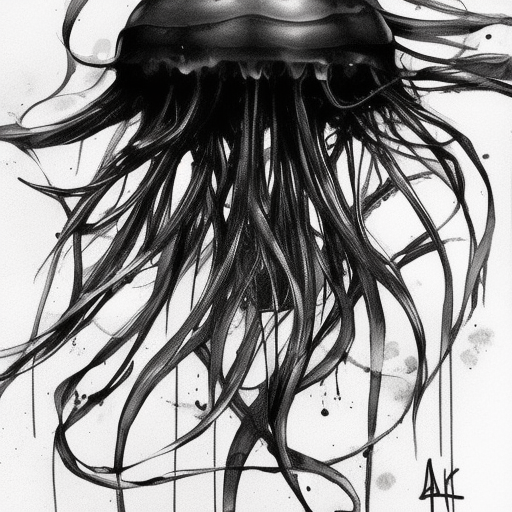 Jellyfish, Ink Art, Fantasy, Dark by Stanley Artgerm Lau