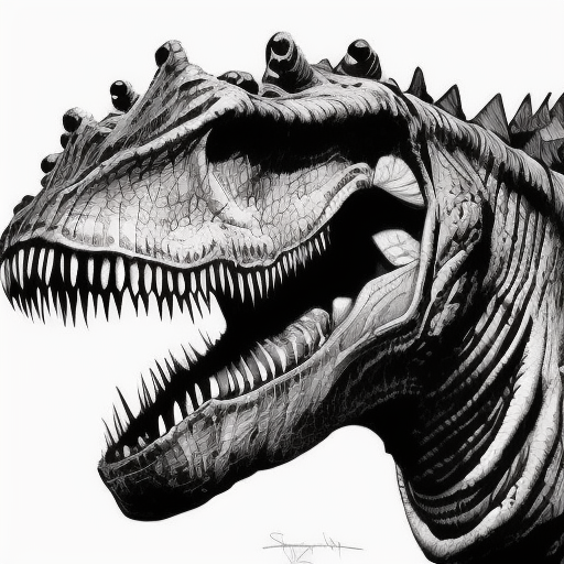 Dinosaur, Centered, Ink Art, Fantasy, Dark by Stanley Artgerm Lau