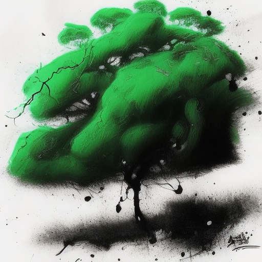 Tree, Color Splash, Ink Art, Fantasy, Dark by Stanley Artgerm Lau