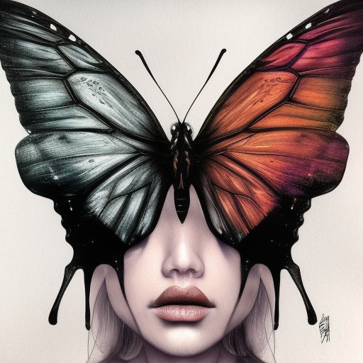 Butterfly, Highly Detailed, Intricate, Color Splash, Ink Art, Fantasy, Dark by Stanley Artgerm Lau