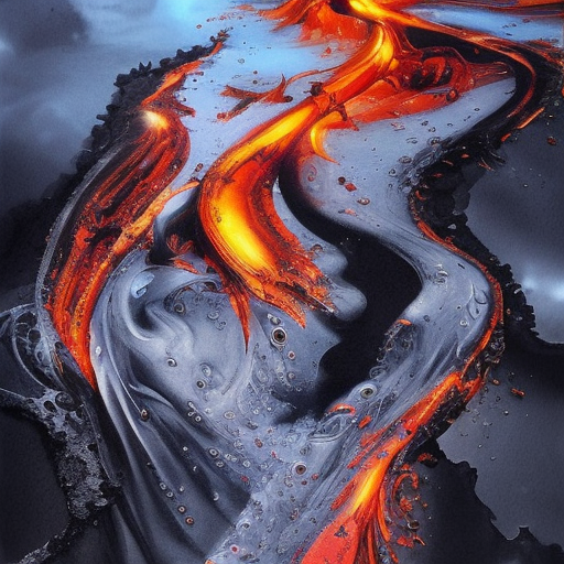 Lava, Highly Detailed, Intricate, Color Splash, Ink Art, Fantasy, Dark by Stanley Artgerm Lau