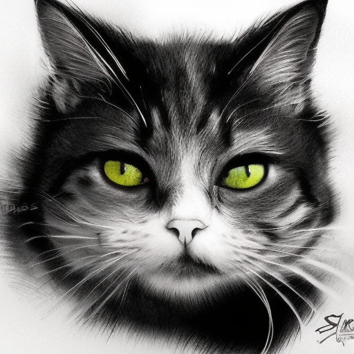 Cat, Highly Detailed, Intricate, Color Splash, Ink Art, Fantasy, Dark by Stanley Artgerm Lau