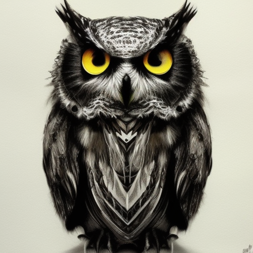 Owl, Highly Detailed, Intricate, Color Splash, Ink Art, Fantasy, Dark by Stanley Artgerm Lau