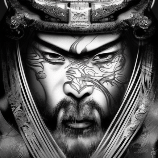 Samurai, Highly Detailed, Intricate, Color Splash, Ink Art, Fantasy, Dark by Stanley Artgerm Lau