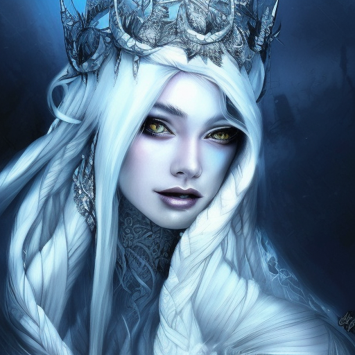 Ice queen, Highly Detailed, Intricate, Color Splash, Ink Art, Fantasy, Dark by Stanley Artgerm Lau