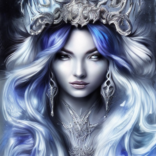 Ice Sorceress, Highly Detailed, Intricate, Color Splash, Ink Art, Portrait, Fantasy, Dark by Stanley Artgerm Lau
