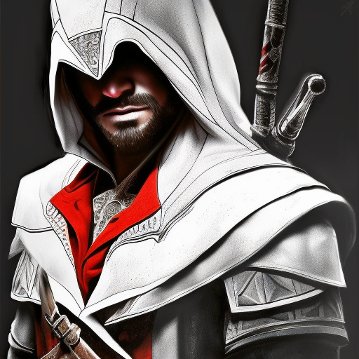 Assassin's Creed, Highly Detailed, Intricate, Color Splash, Ink Art, Portrait, Fantasy, Dark by Stanley Artgerm Lau