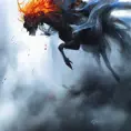 Ghost emerging from a firey fog of battle, ink splash, Highly Detailed, Vibrant Colors, Ink Art, Fantasy, Dark by Stanley Artgerm Lau