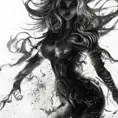 Sorceress emerging from a firey fog of battle, ink splash, Highly Detailed, Vibrant Colors, Ink Art, Fantasy, Dark by Stanley Artgerm Lau