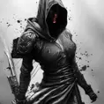 Hooded Assassin emerging from the fog of war, ink splash, Highly Detailed, Vibrant Colors, Ink Art, Fantasy, Dark by Stanley Artgerm Lau
