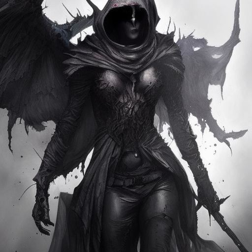 Hooded Wraith emerging from the fog of war, ink splash, Highly Detailed, Vibrant Colors, Ink Art, Fantasy, Dark by Stanley Artgerm Lau