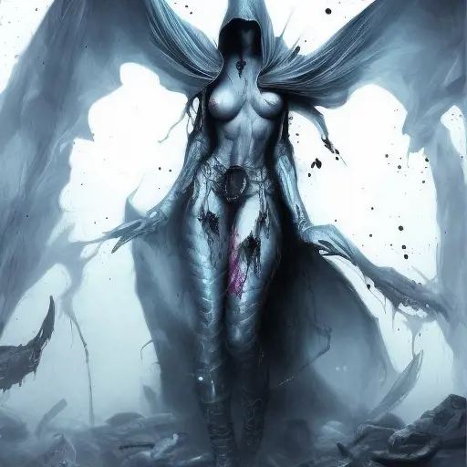 Hooded Wraith emerging from the fog of war, ink splash, Highly Detailed, Vibrant Colors, Ink Art, Fantasy, Dark by Stanley Artgerm Lau