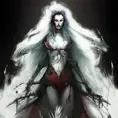 White Ghost, armed with daggers emerging from the fog of war, ink splash, Highly Detailed, Vibrant Colors, Ink Art, Fantasy, Dark by Stanley Artgerm Lau