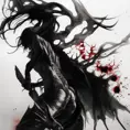 Angel of Death Silhouette emerging from the fog of war, ink splash, Highly Detailed, Vibrant Colors, Ink Art, Fantasy, Dark by Stanley Artgerm Lau