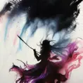 Silhouette of a Ghost emerging from the fog of war, ink splash, Highly Detailed, Vibrant Colors, Ink Art, Fantasy, Dark by Stanley Artgerm Lau