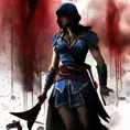 Silhouette of Kassandra from Assassin's Creed emerging from the fog of war, ink splash, Highly Detailed, Vibrant Colors, Ink Art, Fantasy, Dark by Stanley Artgerm Lau