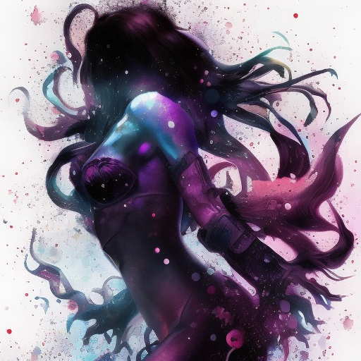 Silhouette of Cassiopeia emerging from the fog of war, ink splash, Highly Detailed, Vibrant Colors, Ink Art, Fantasy, Dark by Stanley Artgerm Lau