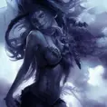 Silhouette of Lillia emerging from the fog of war, ink splash, Highly Detailed, Vibrant Colors, Ink Art, Fantasy, Dark by Stanley Artgerm Lau