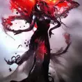 Silhouette of Seraphine emerging from the fog of war, ink splash, Highly Detailed, Vibrant Colors, Ink Art, Fantasy, Dark by Stanley Artgerm Lau