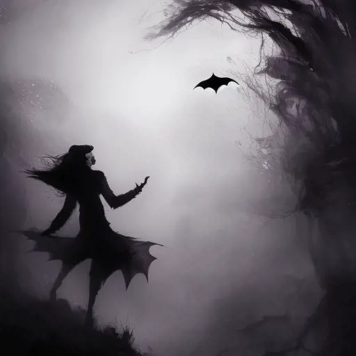 Silhouette of a Vampire emerging from the fog of war, ink splash, Highly Detailed, Vibrant Colors, Ink Art, Fantasy, Dark by Stanley Artgerm Lau