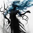 Silhouette of an Ice Mage emerging from the fog of war, ink splash, Highly Detailed, Vibrant Colors, Ink Art, Fantasy, Dark by Stanley Artgerm Lau