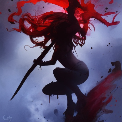 Silhouette of a Rogue emerging from the fog of war, ink splash, Highly Detailed, Vibrant Colors, Ink Art, Fantasy, Dark by Stanley Artgerm Lau