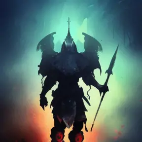 Silhouette of a Paladin emerging from the fog of war, ink splash, Highly Detailed, Vibrant Colors, Ink Art, Fantasy, Dark by Stanley Artgerm Lau