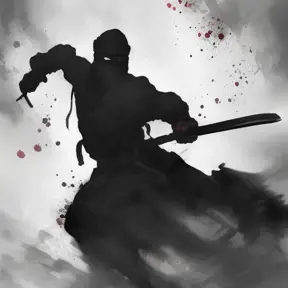 Silhouette of an Ninja emerging from the fog of war, ink splash, Highly Detailed, Vibrant Colors, Ink Art, Fantasy, Dark by Stanley Artgerm Lau