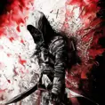 White Assassin emerging from a firey fog of battle, ink splash, Highly Detailed, Vibrant Colors, Ink Art, Fantasy, Dark by Steve Argyle
