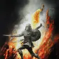 White Assassin emerging from a firey fog of battle, ink splash, Highly Detailed, Vibrant Colors, Ink Art, Fantasy, Dark by Cicely Mary Barker