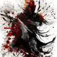 White Assassin emerging from a firey fog of battle, ink splash, Highly Detailed, Vibrant Colors, Ink Art, Fantasy, Dark by Amanda Clark