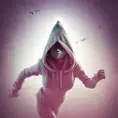 Female white hooded Assassin emerging from the fog of war, Highly Detailed, Vibrant Colors, Ink Art, Fantasy, Dark by Beeple
