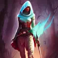 Ciri white hooded assassin, Highly Detailed, Vibrant Colors, Ink Art, Fantasy, Dark by Peter Mohrbacher