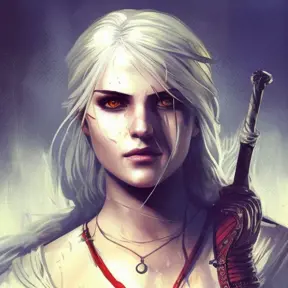 Ciri from The Witcher in Assassin's Creed style, Highly Detailed, Vibrant Colors, Ink Art, Fantasy, Dark by Greg Rutkowski
