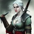 Ciri from The Witcher in Assassin's Creed style, Highly Detailed, Vibrant Colors, Ink Art, Fantasy, Dark by Stefan Kostic