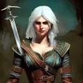Ciri from The Witcher in Assassin's Creed style, Highly Detailed, Vibrant Colors, Ink Art, Fantasy, Dark by Dave Dorman