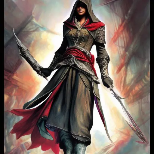 Sophia Esperanza in Assassin's Creed style, Highly Detailed, Vibrant Colors, Ink Art, Fantasy, Dark by Dave Dorman