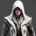 White hooded female assassin from Assassin's Creed, Highly Detailed, Octane Render, Volumetric Lighting, Vibrant Colors, Ink Art, Fantasy, Dark by Stanley Artgerm Lau