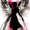 Silhouette of an Angel emerging from the fog of war, ink splash, Highly Detailed, Vibrant Colors, Ink Art, Fantasy, Dark by WLOP