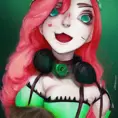 chica rusa en pijama medio nuude, Aesthetic, Ultra Detailed, Full Body, Gothic and Fantasy, Cyberpunk, Big Smile, Freckles, Green Hair, Perfect Face, Red Hair, Rosy Cheeks, Soft Details, Symmetrical Face, Romantic, Somber
