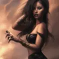 Alluring matte portrait of a fierce beautiful goddess Selena in black, 8k, Highly Detailed, Intricate, Half Body, Realistic, Sharp Focus, Volumetric Lighting, Fantasy, Elegant by Stanley Artgerm Lau, WLOP, Stefan Kostic